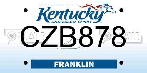 CZB878 Kentucky License Plate