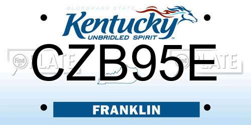 CZB95E Kentucky License Plate