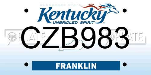 CZB983 Kentucky License Plate