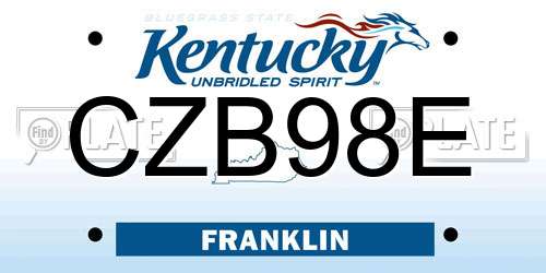 CZB98E Kentucky License Plate