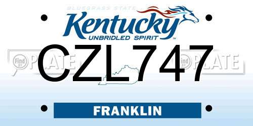 CZL747 Kentucky License Plate