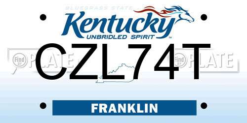 CZL74T Kentucky License Plate