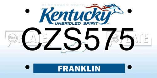CZS575 Kentucky License Plate