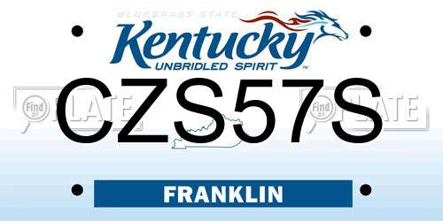 CZS57S Kentucky License Plate
