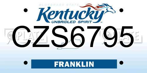CZS6795 Kentucky License Plate