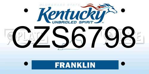 CZS6798 Kentucky License Plate