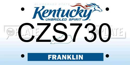 CZS730 Kentucky License Plate