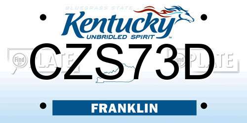 CZS73D Kentucky License Plate
