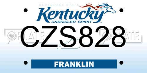 CZS828 Kentucky License Plate