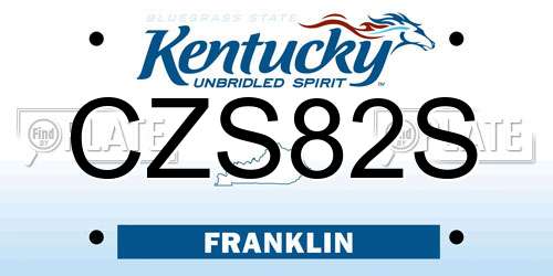 CZS82S Kentucky License Plate