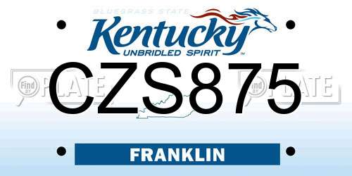 CZS875 Kentucky License Plate
