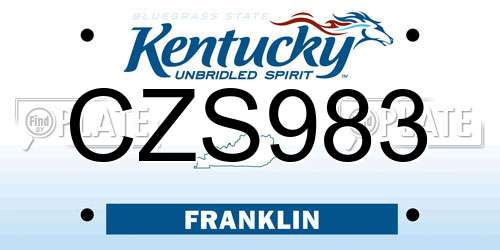 CZS983 Kentucky License Plate