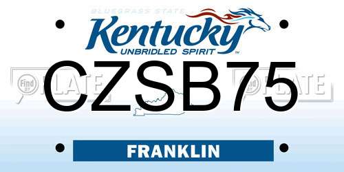 CZSB75 Kentucky License Plate
