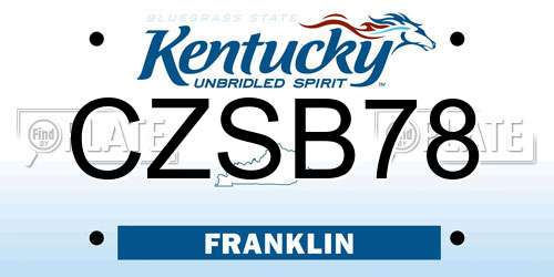 CZSB78 Kentucky License Plate