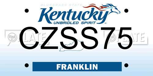 CZSS75 Kentucky License Plate