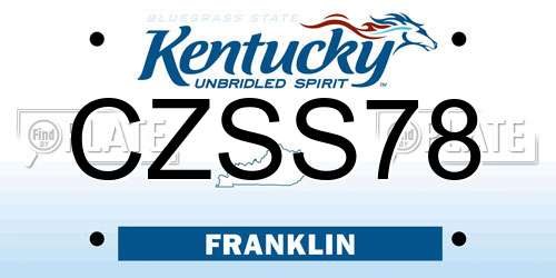 CZSS78 Kentucky License Plate