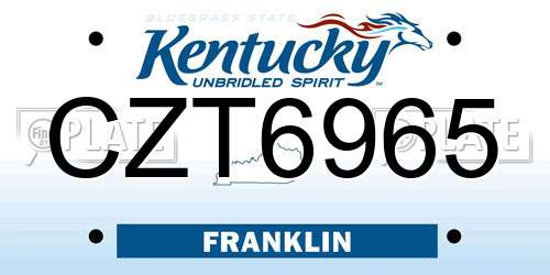 CZT6965 Kentucky License Plate