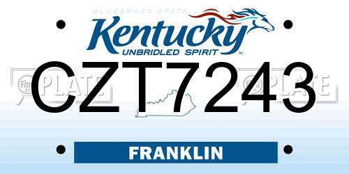 CZT7243 Kentucky License Plate