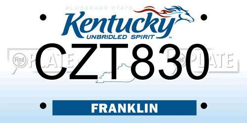 CZT830 Kentucky License Plate