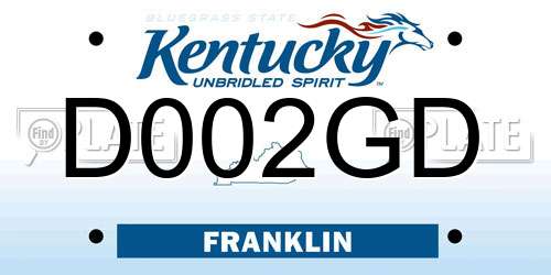 D002GD Kentucky License Plate