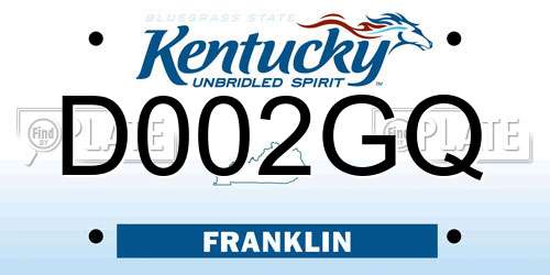 D002GQ Kentucky License Plate
