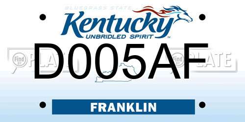 D005AF Kentucky License Plate