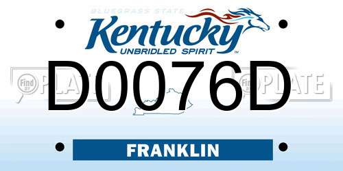 D0076D Kentucky License Plate