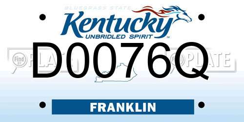 D0076Q Kentucky License Plate