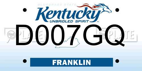 D007GQ Kentucky License Plate