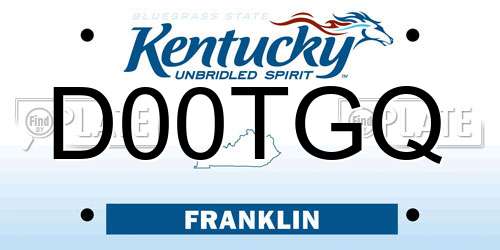 D00TGQ Kentucky License Plate