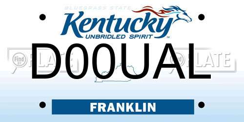 D00UAL Kentucky License Plate