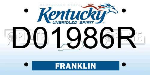 D01986R Kentucky License Plate