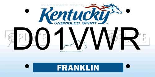 D01VWR Kentucky License Plate