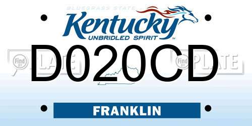 D020CD Kentucky License Plate