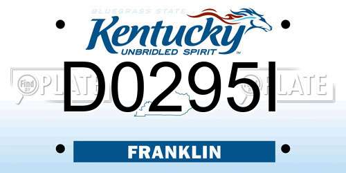 D0295I Kentucky License Plate