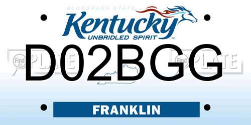 D02BGG Kentucky License Plate