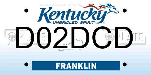 D02DCD Kentucky License Plate