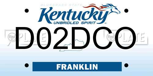 D02DCO Kentucky License Plate