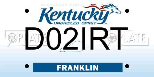 D02IRT Kentucky License Plate
