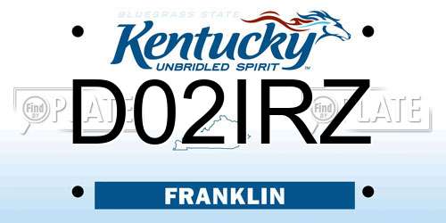 D02IRZ Kentucky License Plate