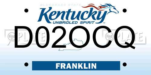 D02OCQ Kentucky License Plate