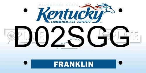 D02SGG Kentucky License Plate