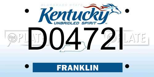 D0472I Kentucky License Plate