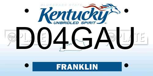 D04GAU Kentucky License Plate