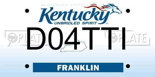 D04TTI Kentucky License Plate