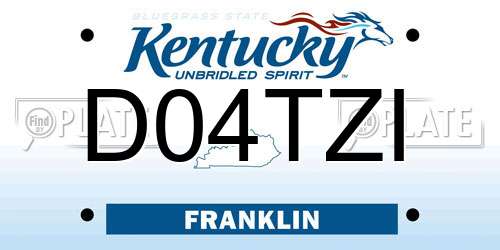 D04TZI Kentucky License Plate