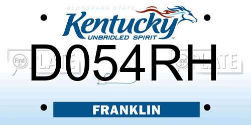 D054RH Kentucky License Plate