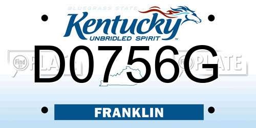 D0756G Kentucky License Plate