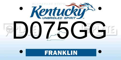 D075GG Kentucky License Plate