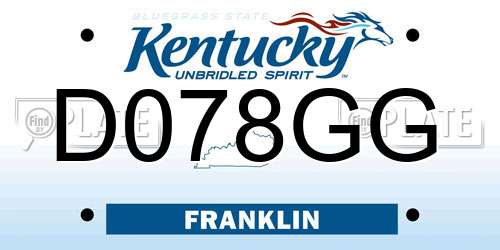 D078GG Kentucky License Plate